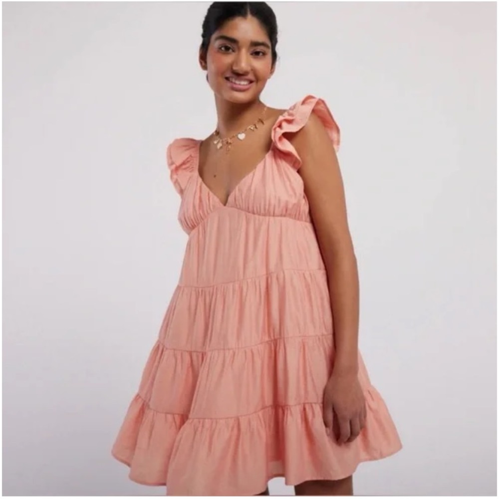 Blu Pepper Coral Tiered Mini Dress